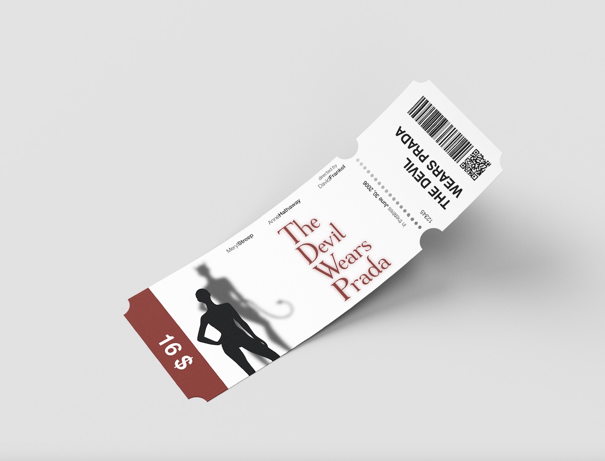 The Devil Wears Prada ticket design mockup