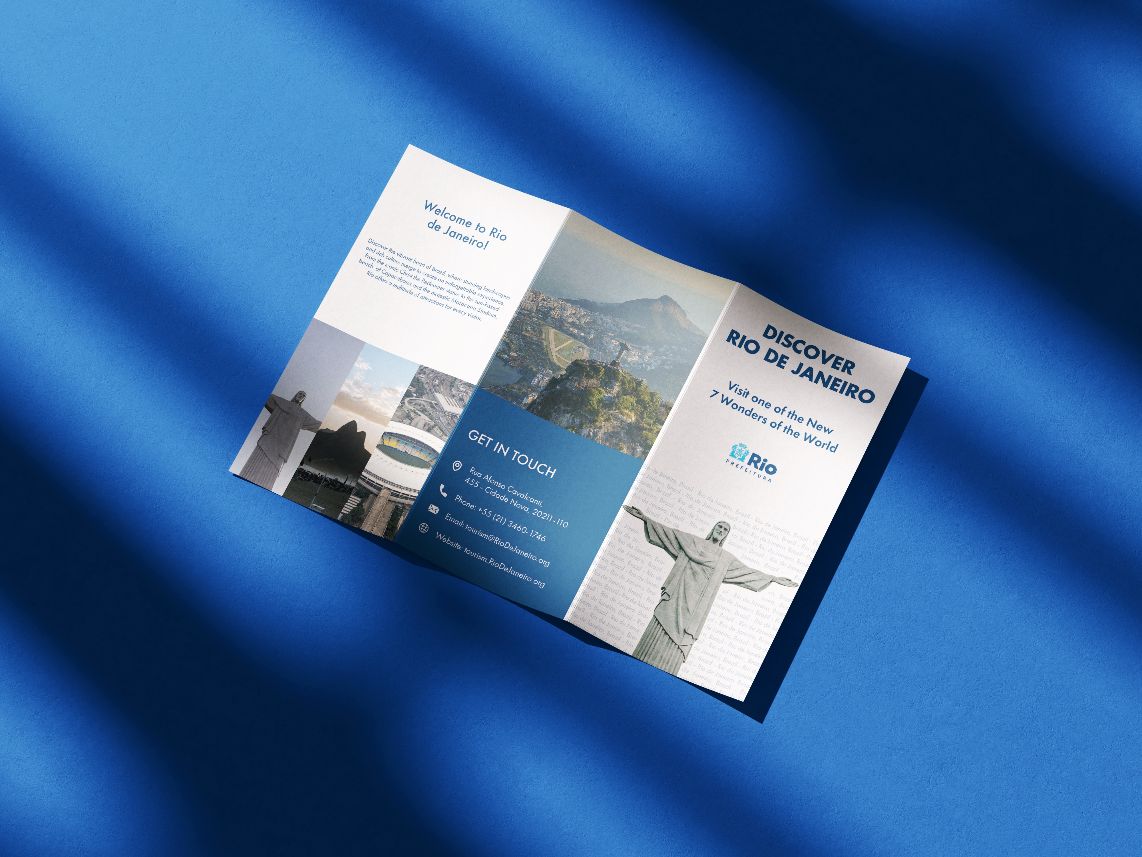 Tri-fold tourism brochure promoting Rio de Janeiro mockup 1 front