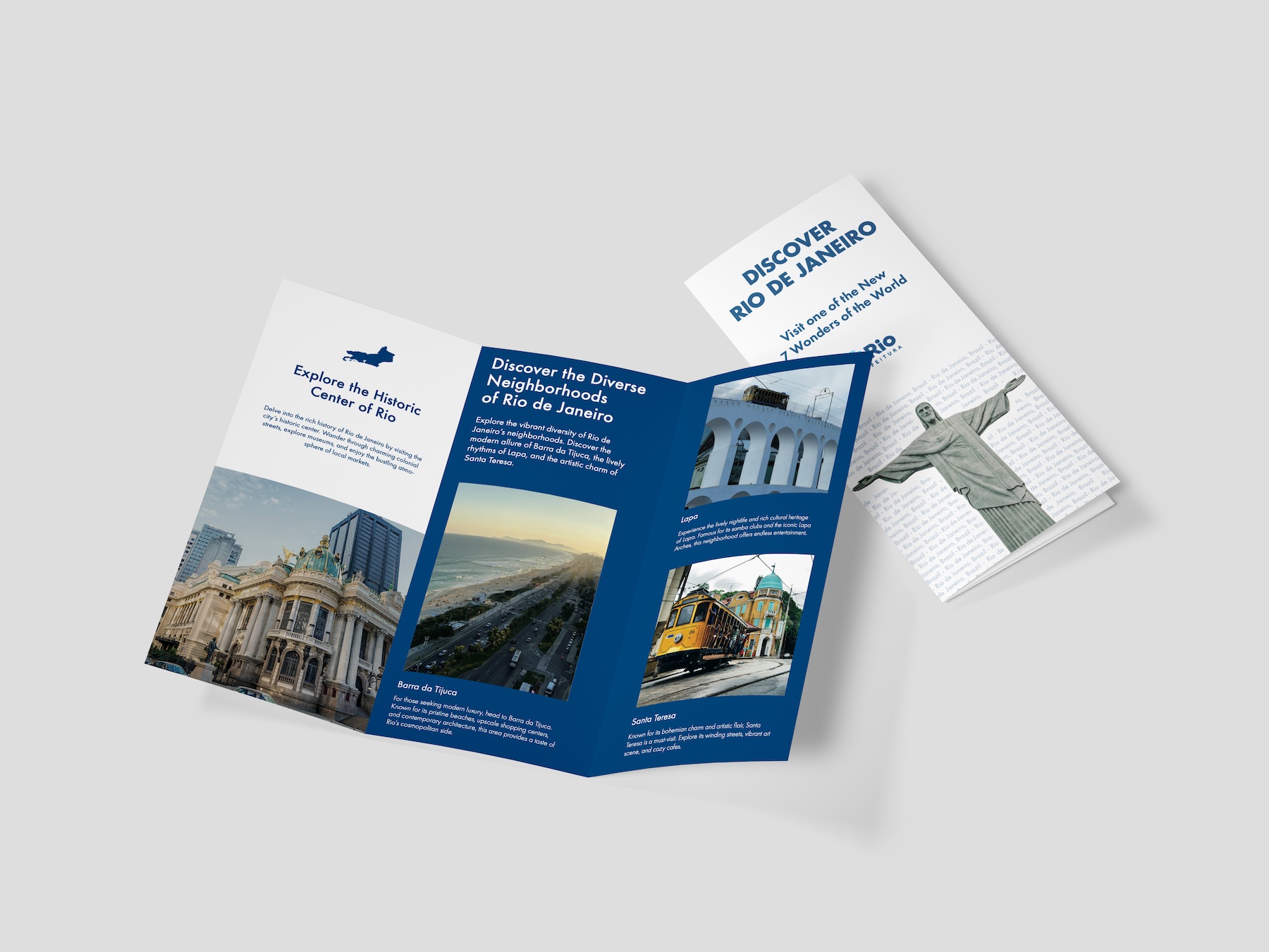 Tri-fold tourism brochure promoting Rio de Janeiro