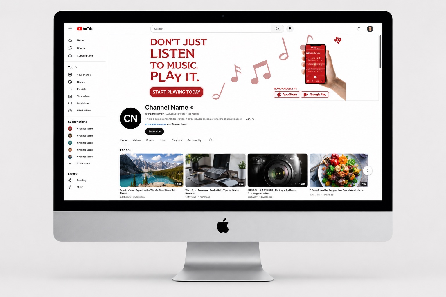 Texas Instruments SyncPlay web banner mockup on Youtube