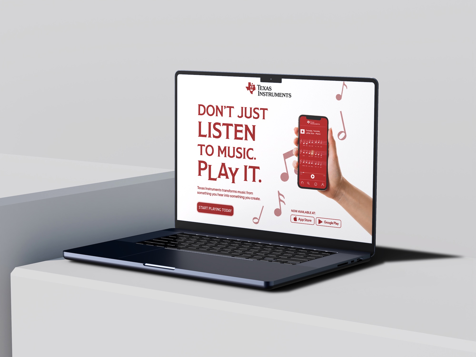Texas Instruments SyncPlay landing page mockup