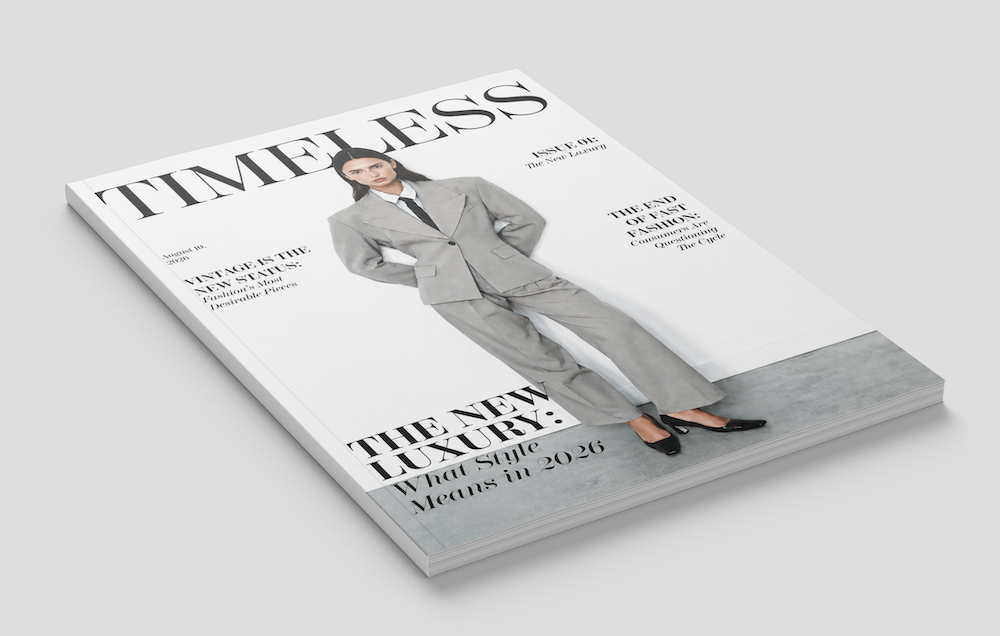 Timeless Magazine editorial zine cover mockup