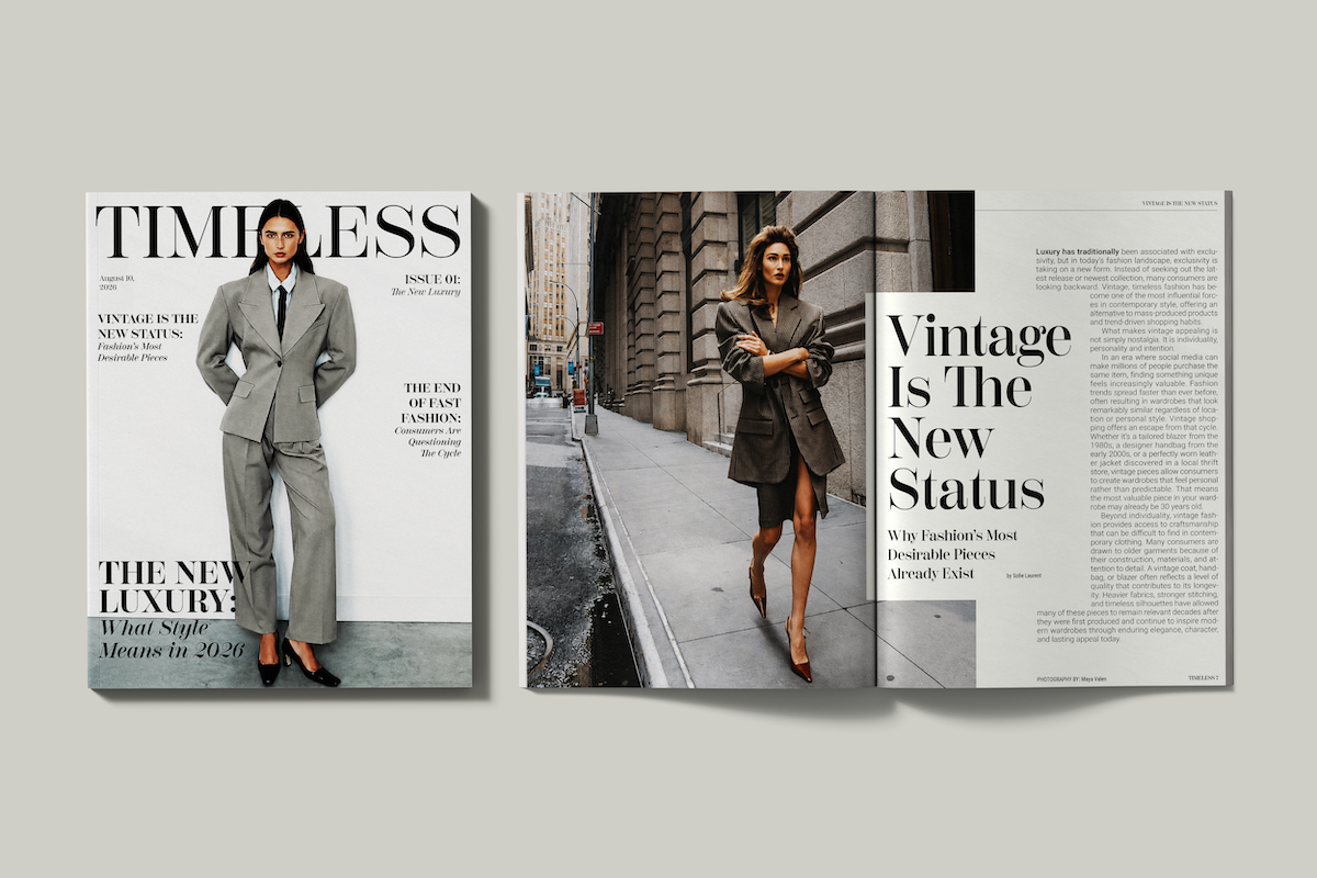 Timeless Magazine editorial magazine story spread mockup